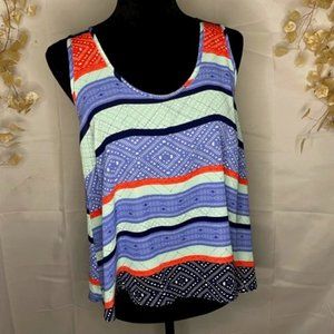 Lush Women's Striped Tank Top w/ Split Back